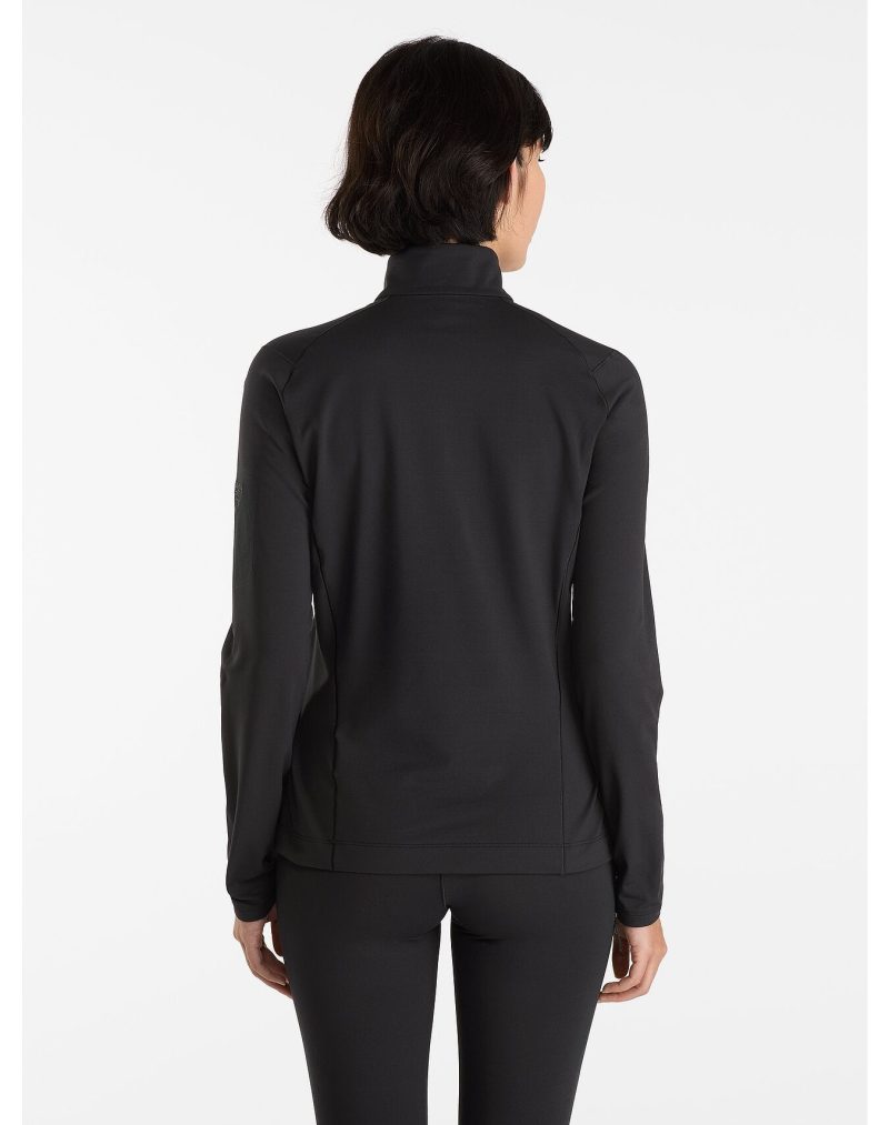 Rho Lightweight Zip Neck Black Women s Back View